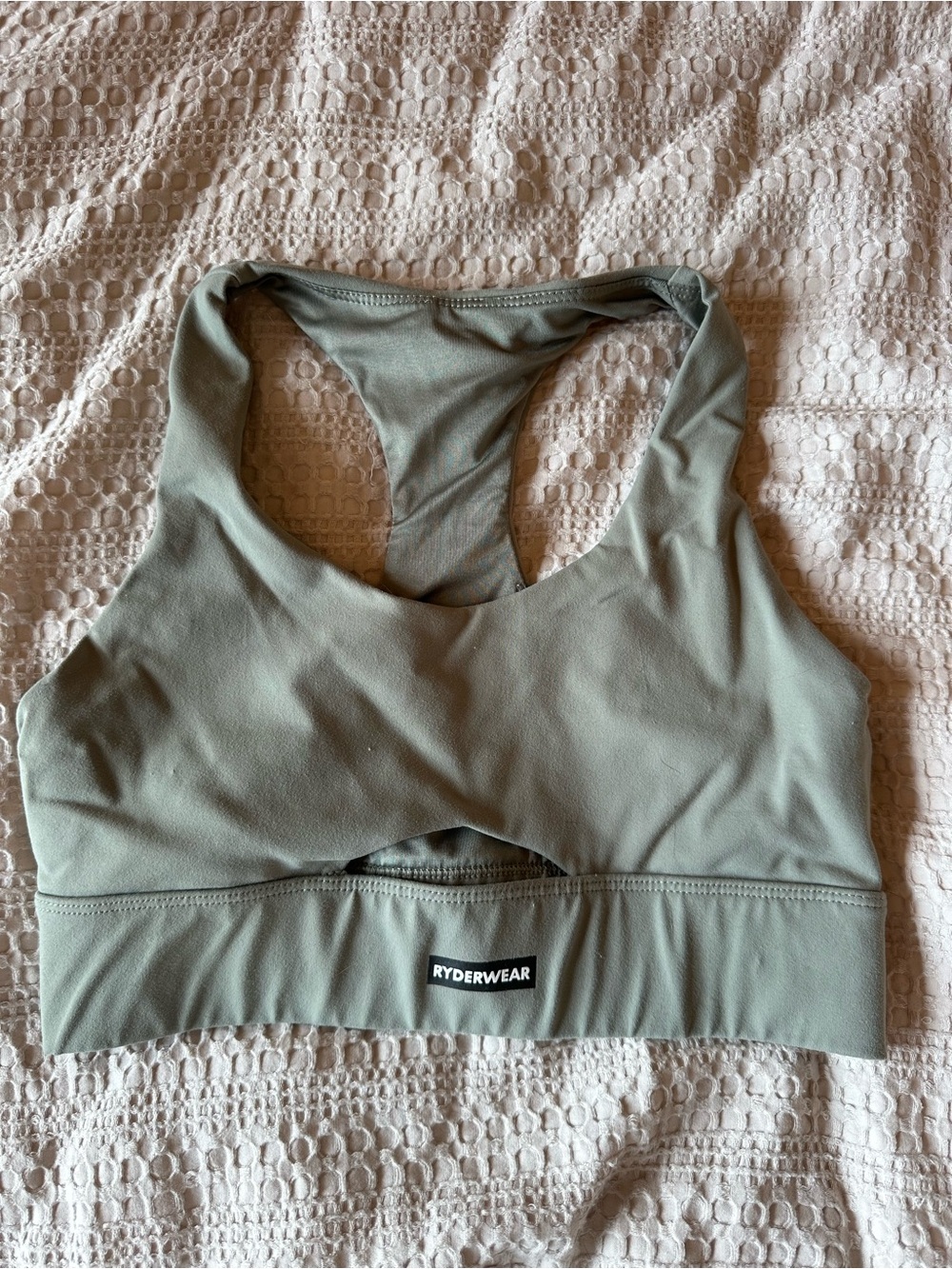 Ryderwear Sage Green Racerback Sports Bra with Wide Support Band
